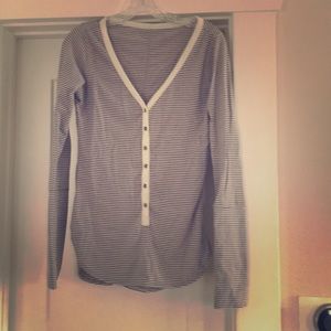 Lululemon striped white and Grey long sleeve top